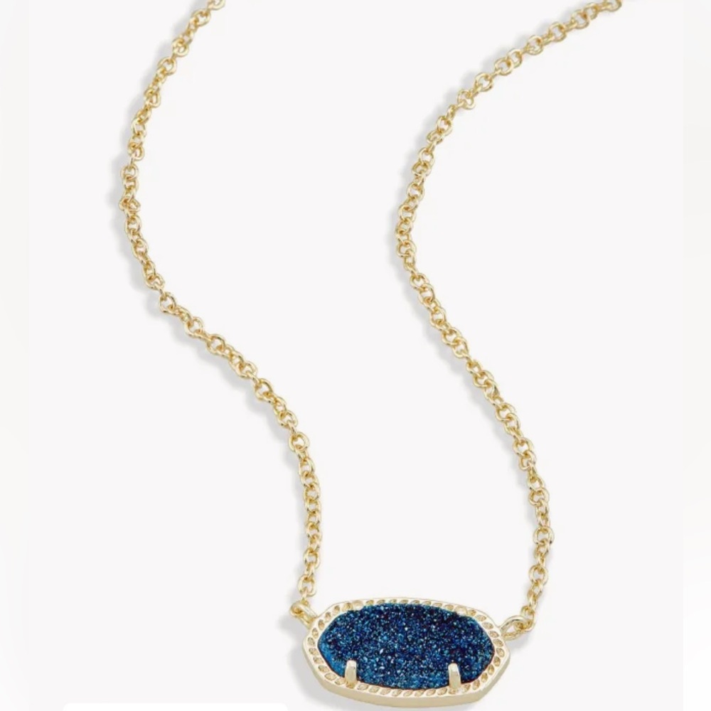 Kendra Scott Elisa Pendant Necklace in Gold and Blue Drusy